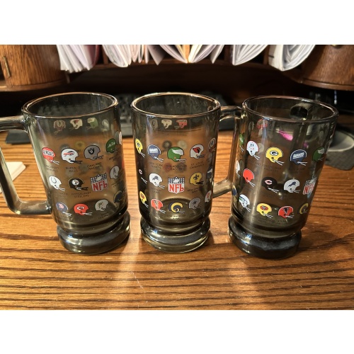 3 NFL Glass Mugs