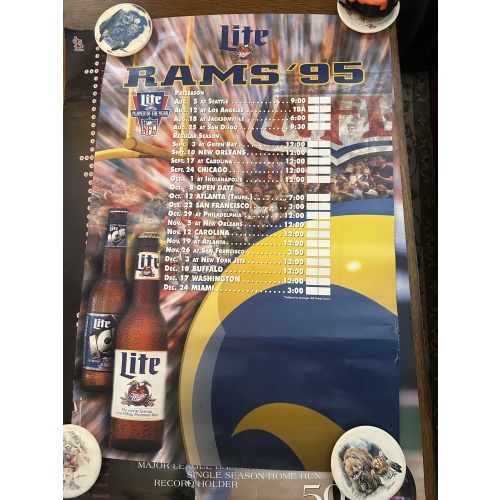 1995 St. Louis Rams Miller lite Schedule Poster