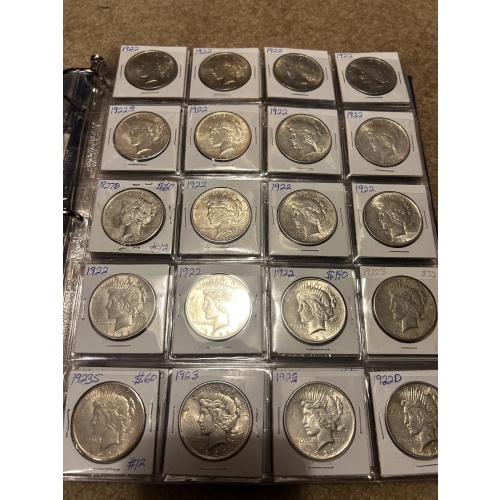 Lot of 20 Peace Type Silver Dollars