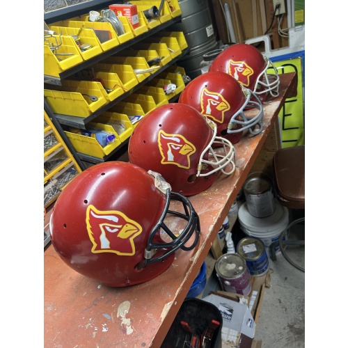 Lot of Medical Lake Cardinals Football Helmets